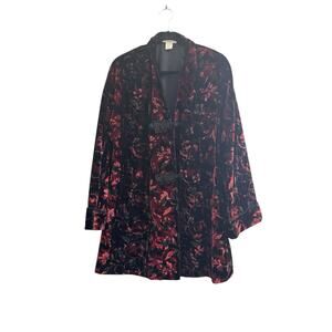 Vintage Victorias Secret Collection Small Velvet Floral Kimono Toggle #4587